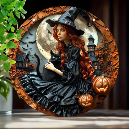 Witch Reading Book Metal Sign Witchy Wall Decor-MoonChildWorld