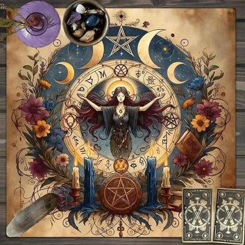 Witch Ritual Tablecloth Wicca Goddess Pagan Altar Cloth-MoonChildWorld
