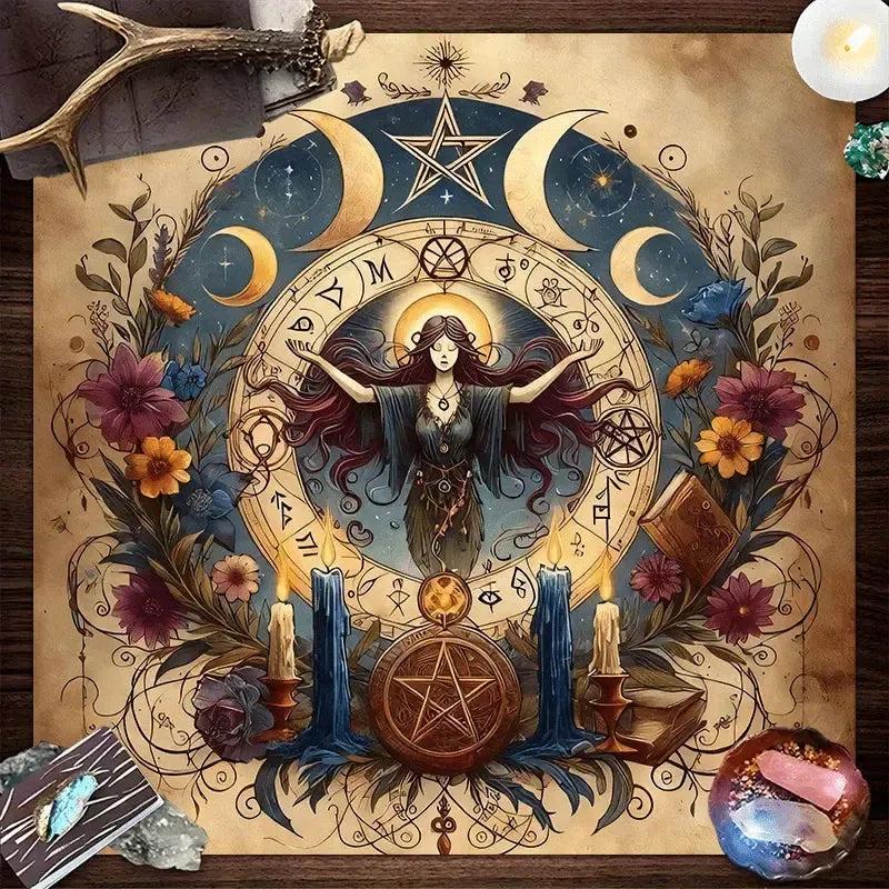 Witch Ritual Tablecloth Wicca Goddess Pagan Altar Cloth-MoonChildWorld