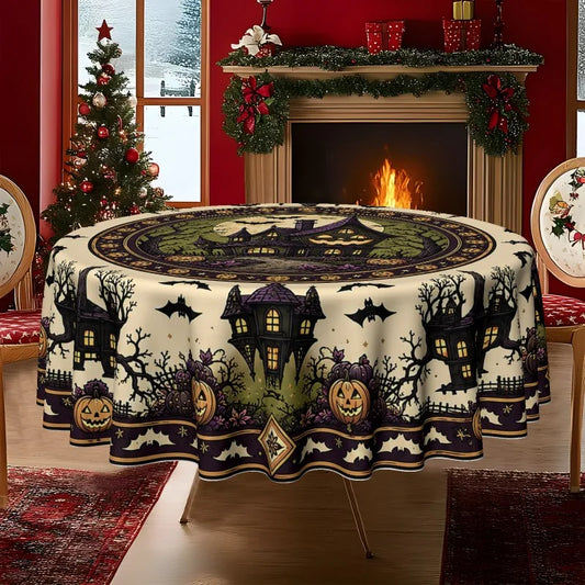 Round polyester tablecloth for home dining table decor