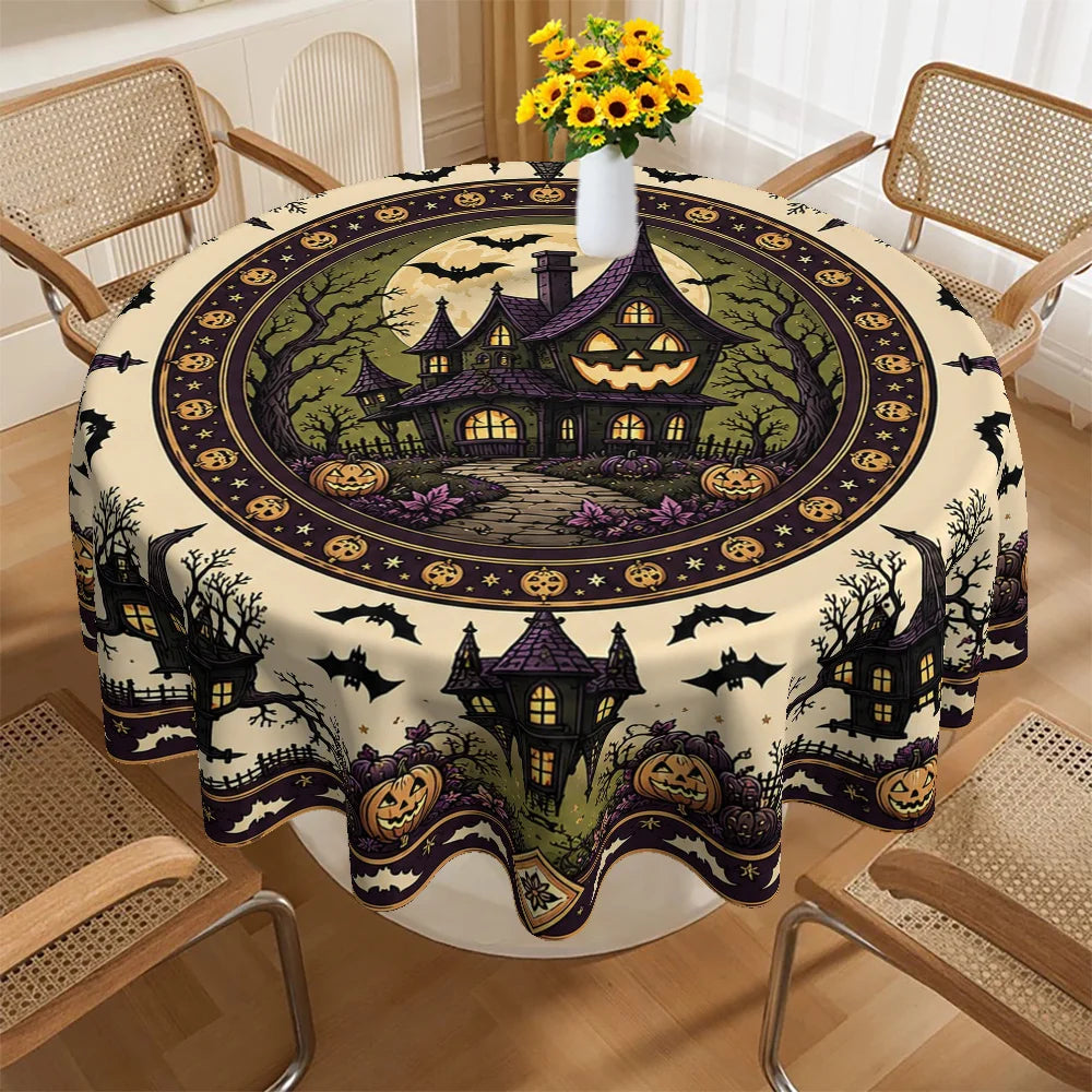 Round polyester tablecloth for home dining table decor