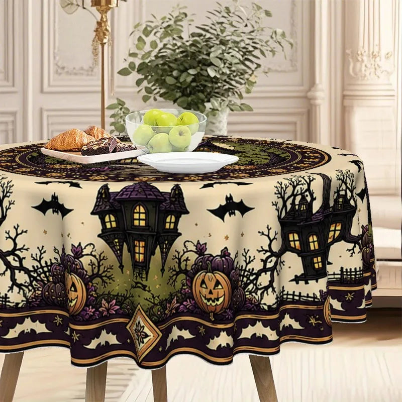 Round polyester tablecloth for home dining table decor