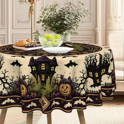 Round polyester tablecloth for home dining table decor