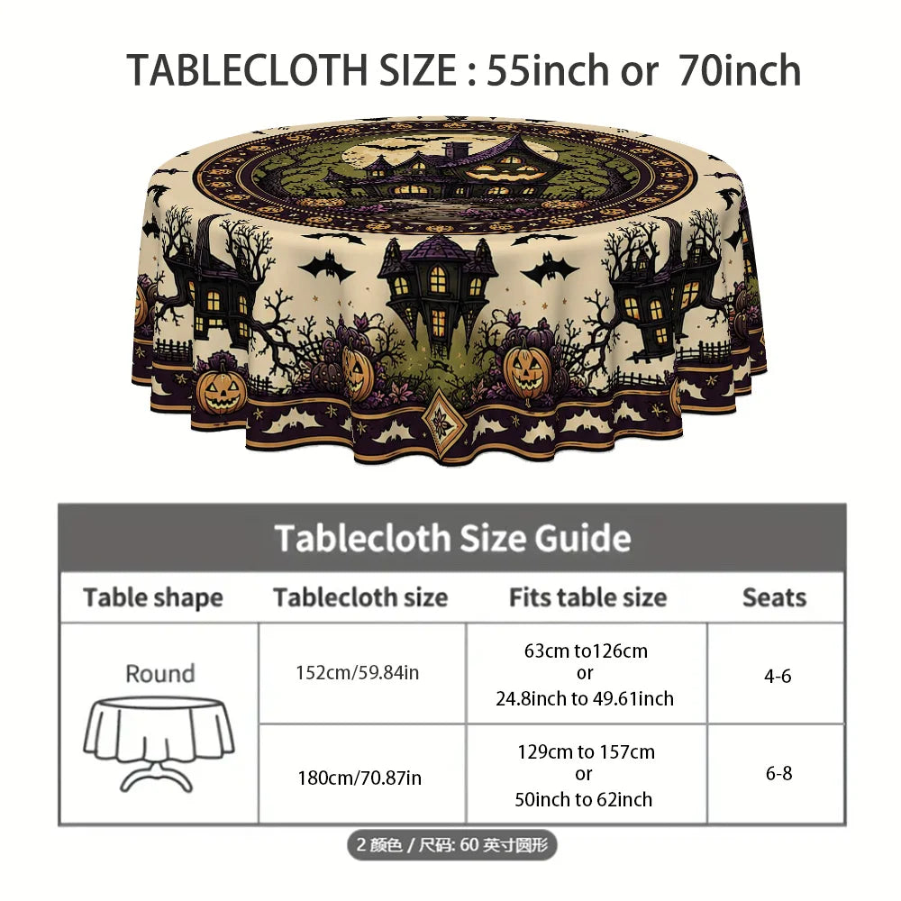Round polyester tablecloth for home dining table decor
