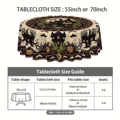 Round polyester tablecloth for home dining table decor