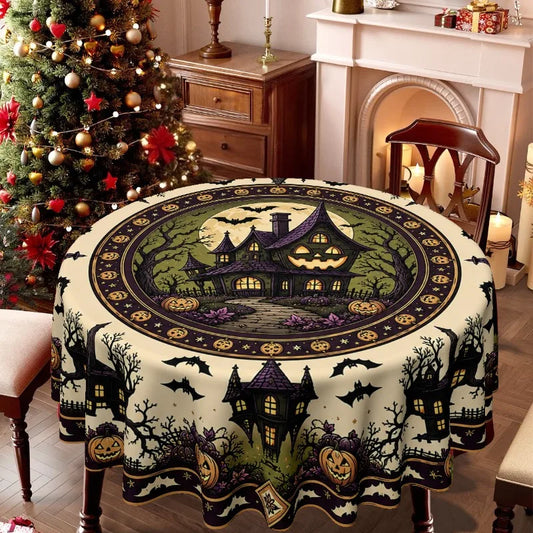 Round polyester tablecloth for home dining table decor