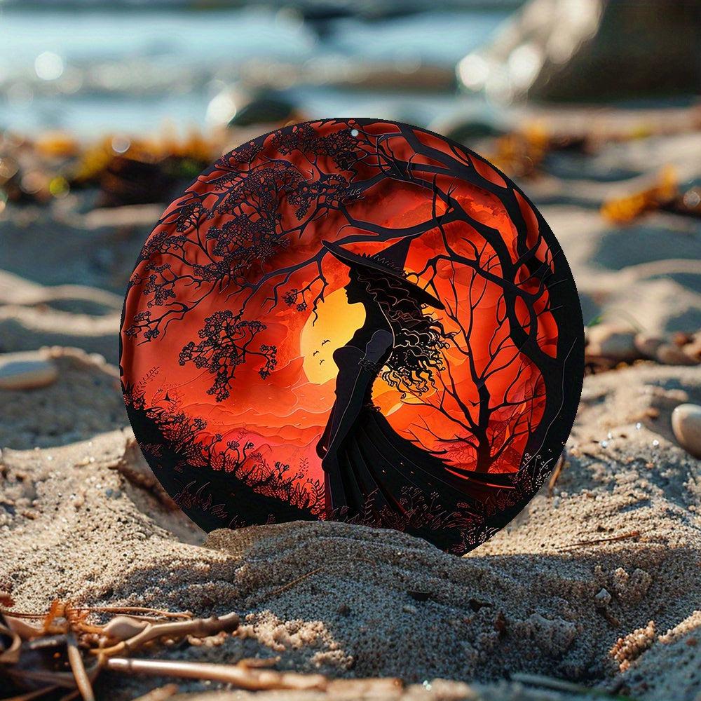 Witch Silhouette Halloween Metal Sign Gothic Decor-MoonChildWorld