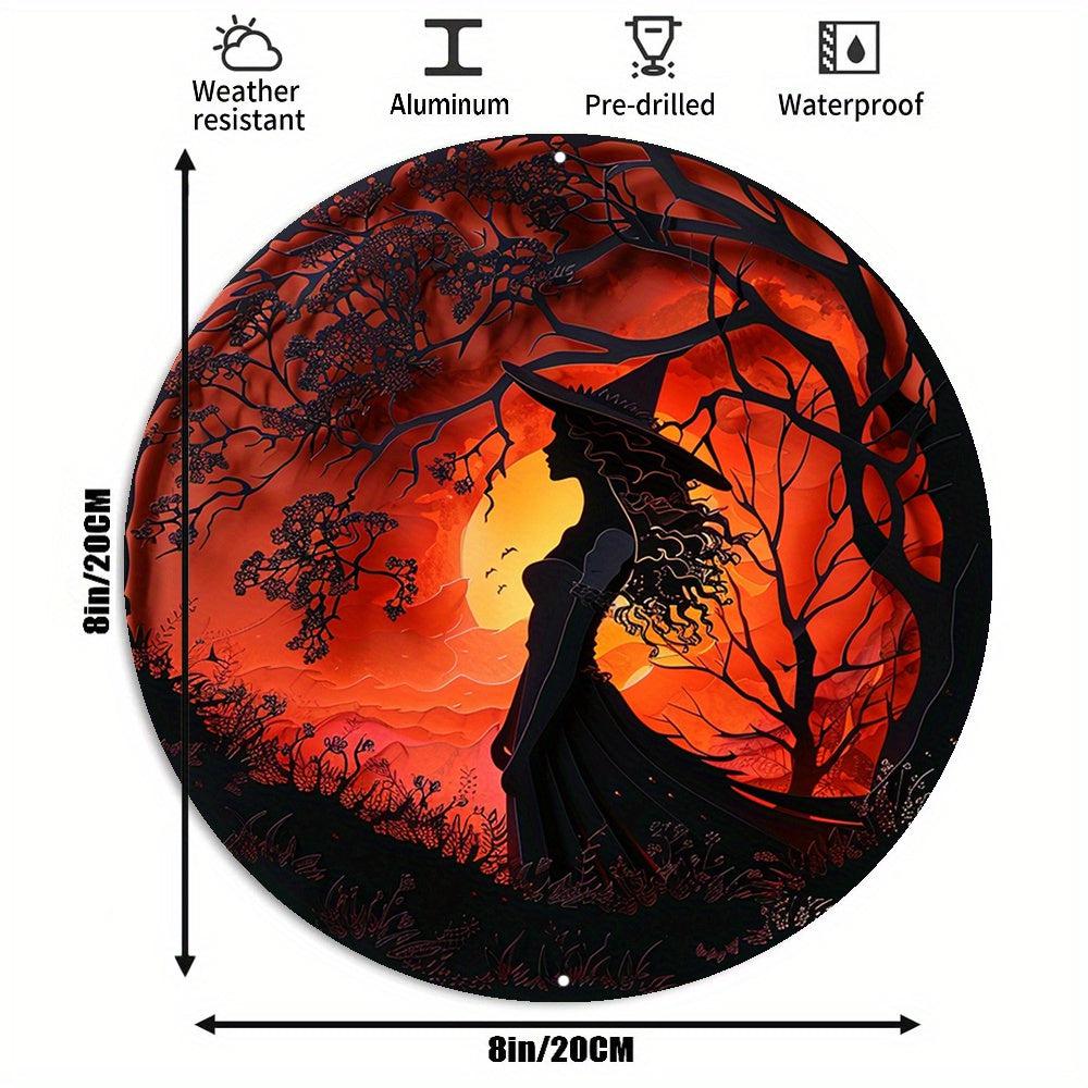 Witch Silhouette Halloween Metal Sign Gothic Decor-MoonChildWorld