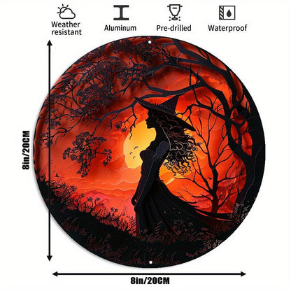 Witch Silhouette Halloween Metal Sign Gothic Decor-MoonChildWorld