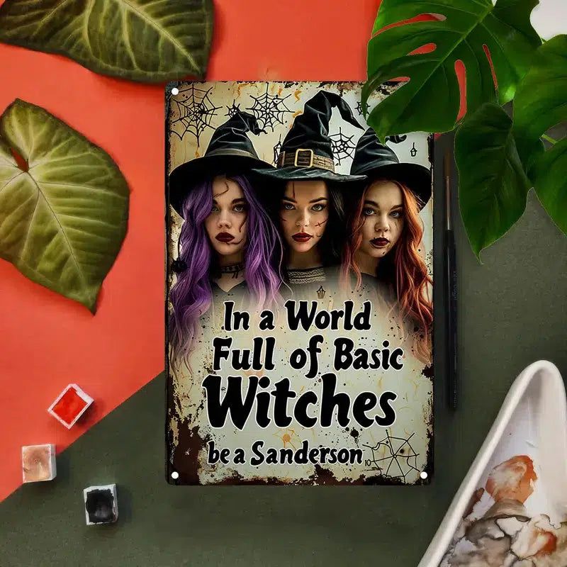 Witch Sisters Metal Sign Gothic Wall Decor Hocus Pocus Halloween Metal Sign-MoonChildWorld