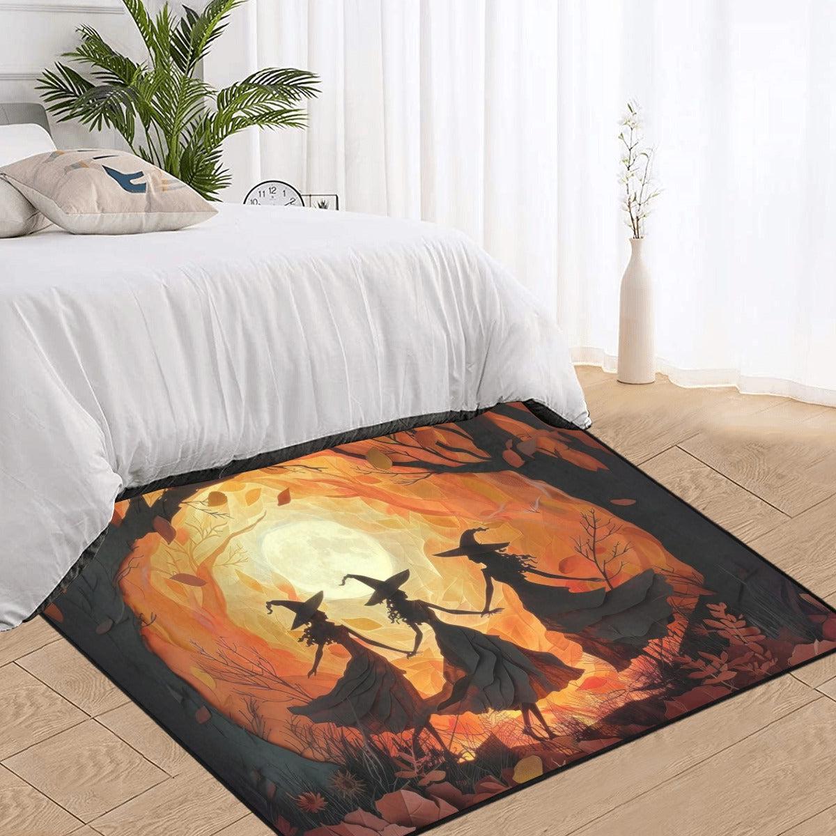 Witch Sisters in Forest Area Rug Wiccan Carpet-MoonChildWorld