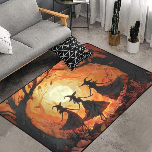 Witch Sisters in Forest Area Rug Wiccan Carpet-MoonChildWorld