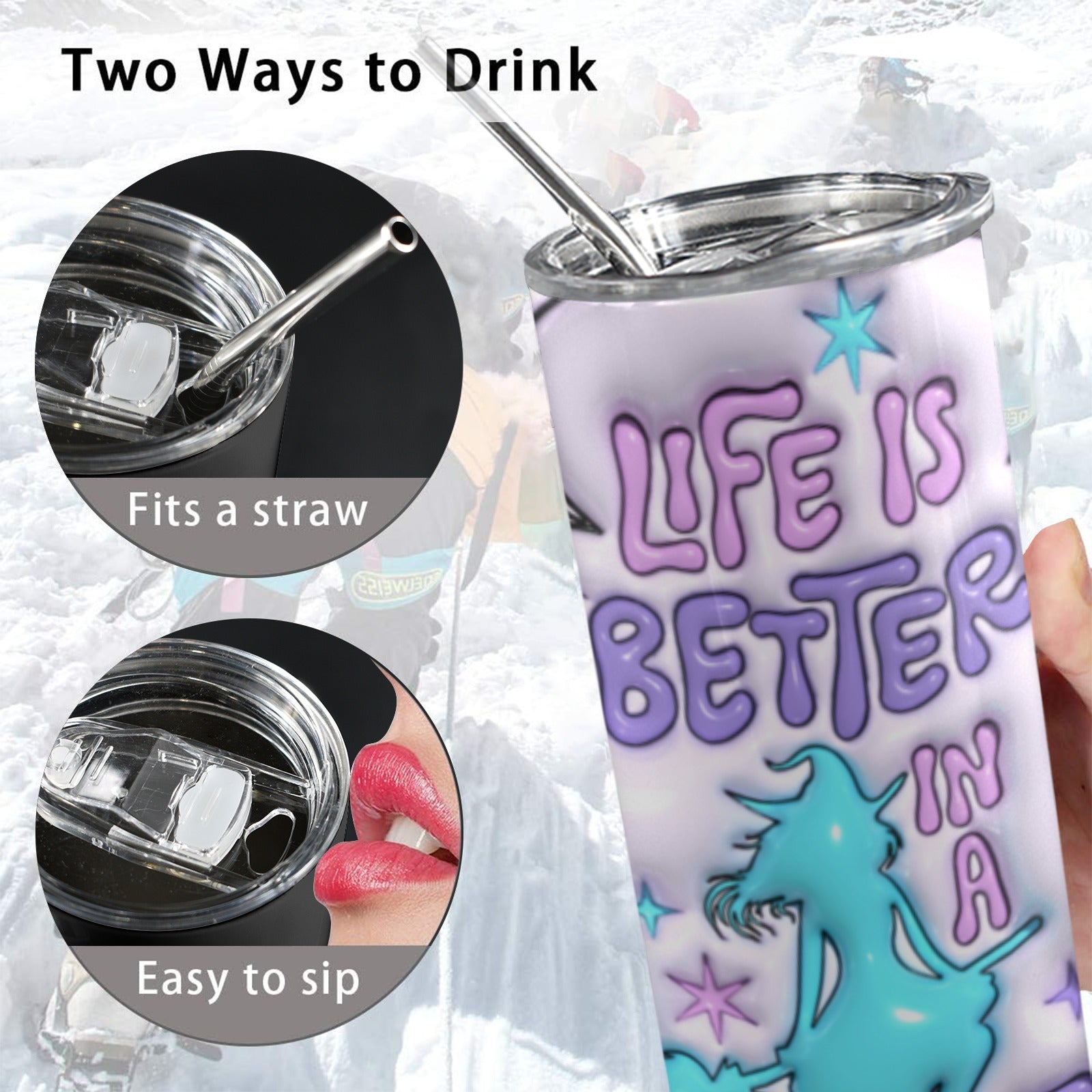 Witch Skinny Tumbler with Lid and Straw-MoonChildWorld