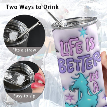 Witch Skinny Tumbler with Lid and Straw-MoonChildWorld