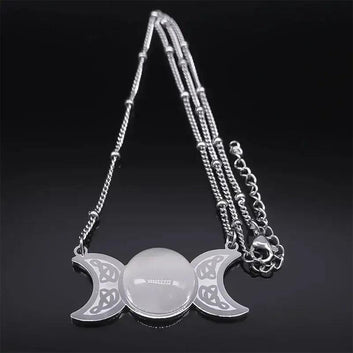 Witch Triple Moon Necklace Irish Knot Necklace Wicca Jewelry
