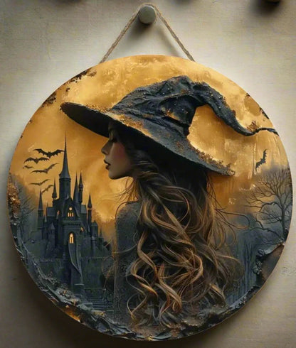 Witch Wooden Sign Halloween Hanging Sign Gothic Wood Sign-MoonChildWorld
