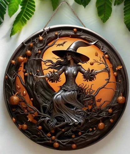 Witch Wooden Sign Halloween Hanging Sign Gothic Wood Sign-MoonChildWorld