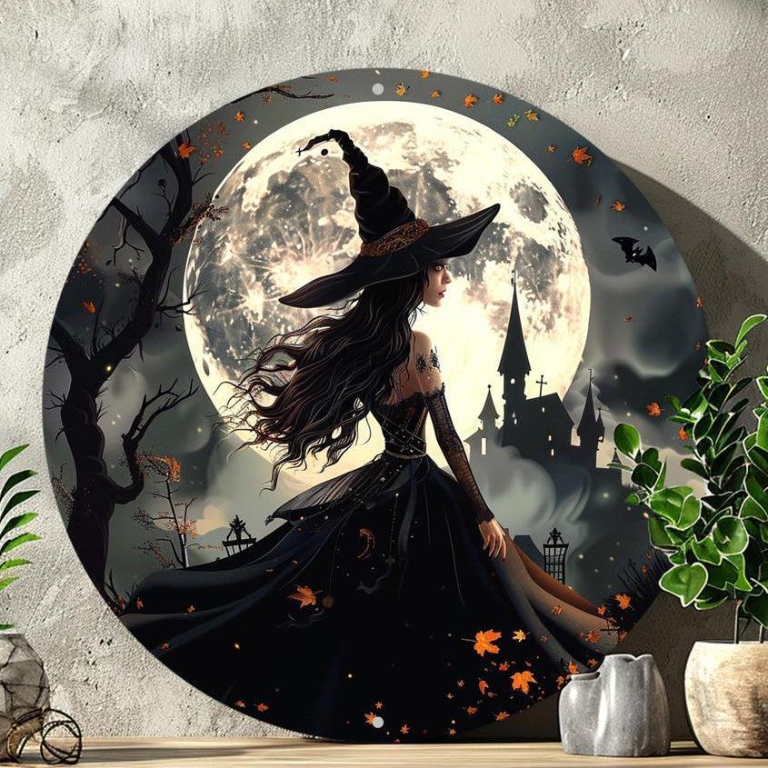 Witch and Castle Halloween Metal Wall Art Gothic Home Decor-MoonChildWorld