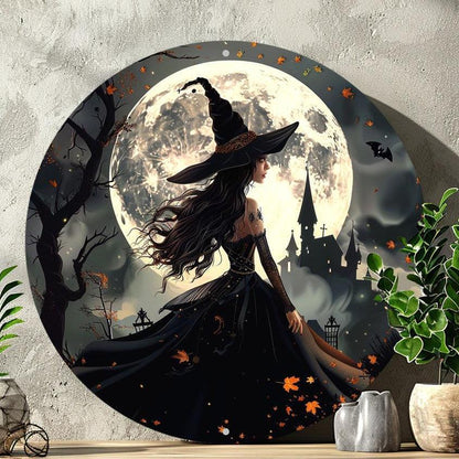 Witch and Castle Halloween Metal Wall Art Gothic Home Decor-MoonChildWorld