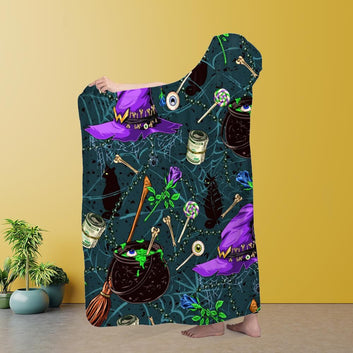 Witch halloween hooded blanket
