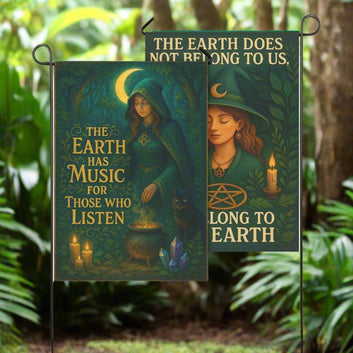 Witch in Nature's Embrace Witchy Garden Flag and Wiccan House Flag for Pagan Outdoor Decor