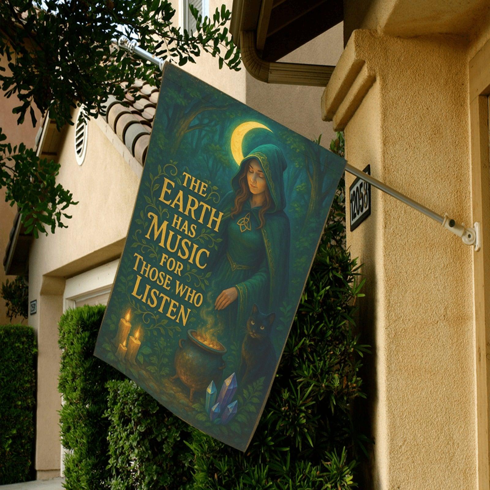 Witch in Nature's Embrace Witchy Garden Flag and Wiccan House Flag for Pagan Outdoor Decor-MoonChildWorld