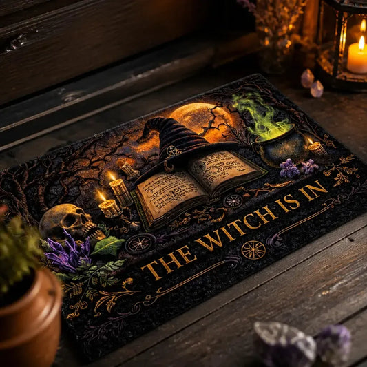 "Witch is In" Gothic Doormat - Halloween Witchy Doormat for Spooky Season_mockup_2.webp