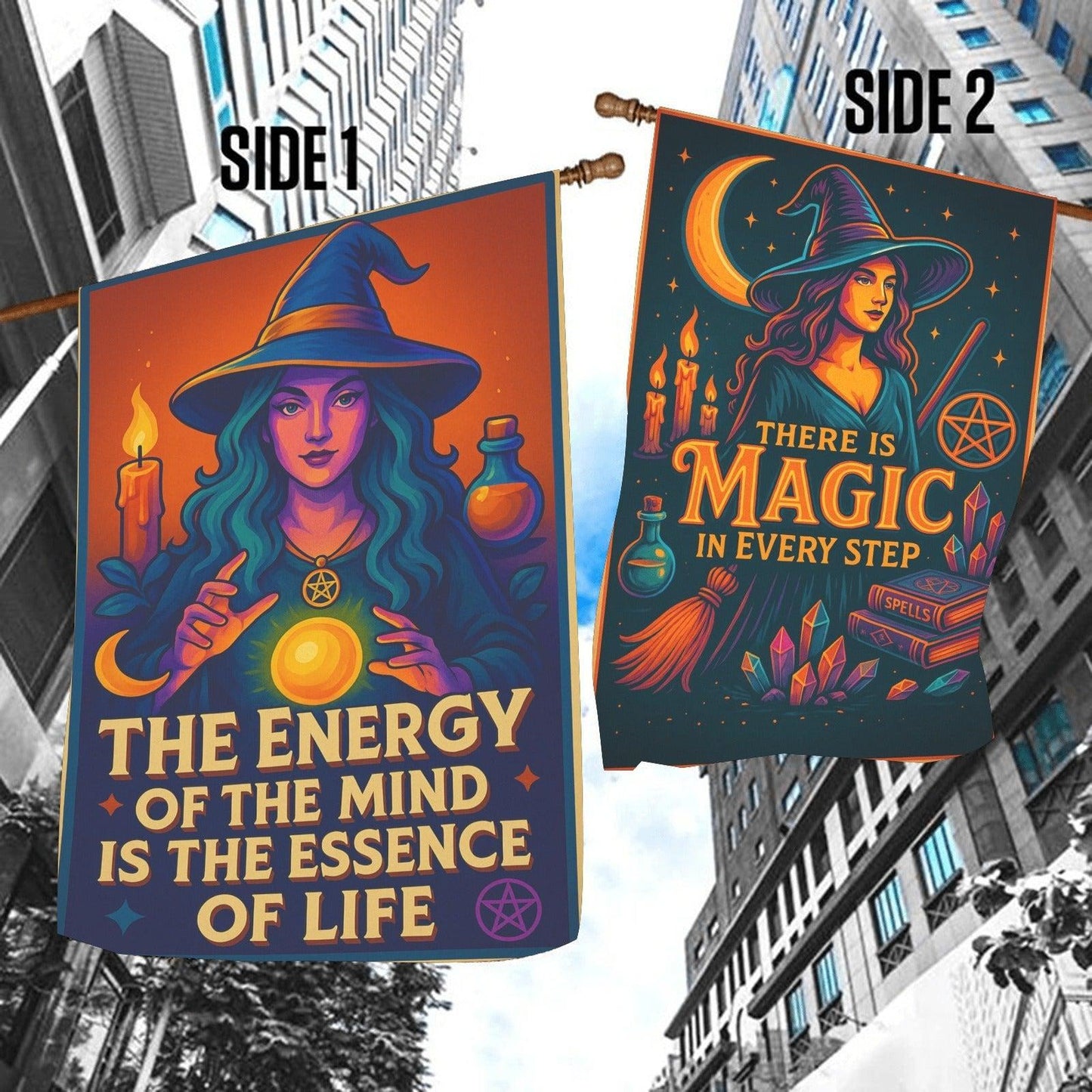 Witch of Light and Wisdom Garden Flag and House Flag for Wiccan Outdoor Decor-MoonChildWorld