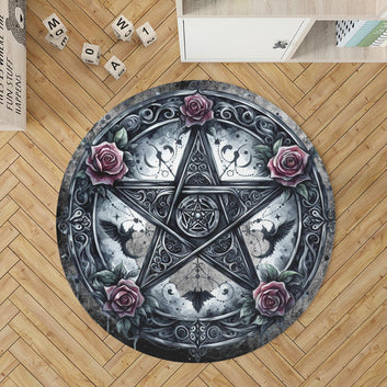 Witch pentacle Round Rug Gothic Rug-MoonChildWorld
