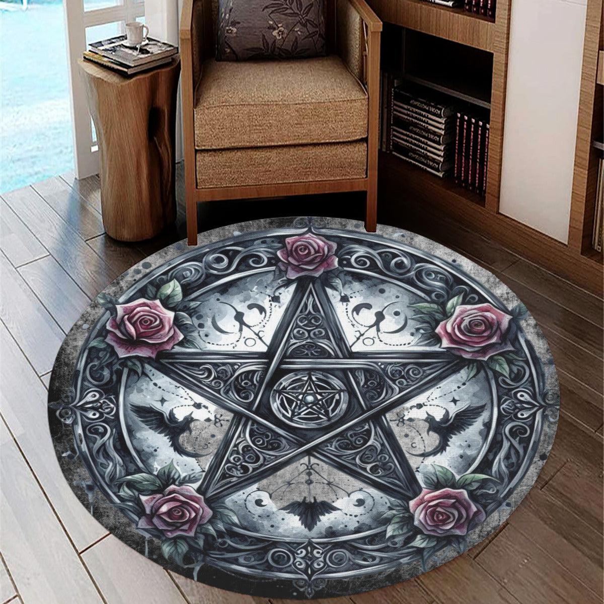 Witch pentacle Round Rug Gothic Rug-MoonChildWorld