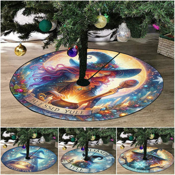 Mystic Witch Christmas Tree Skirt for Yule Decor