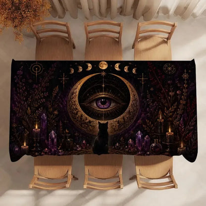 Witchy eye tablecloth – ritual table setting detail