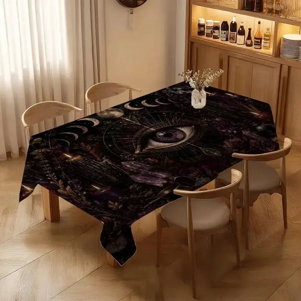 Witchcore eye tablecloth – mystic eye print detail close-up