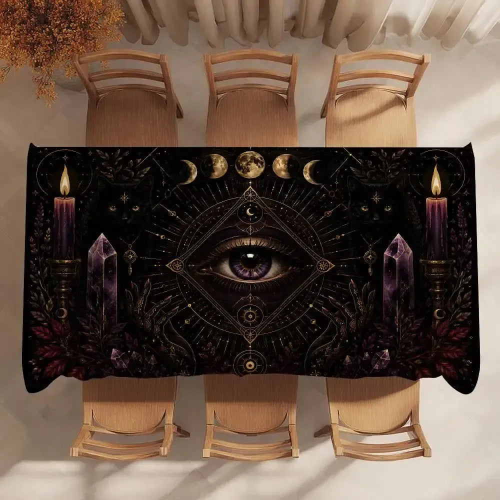 Witchcore eye tablecloth – witchy home decor styled setting