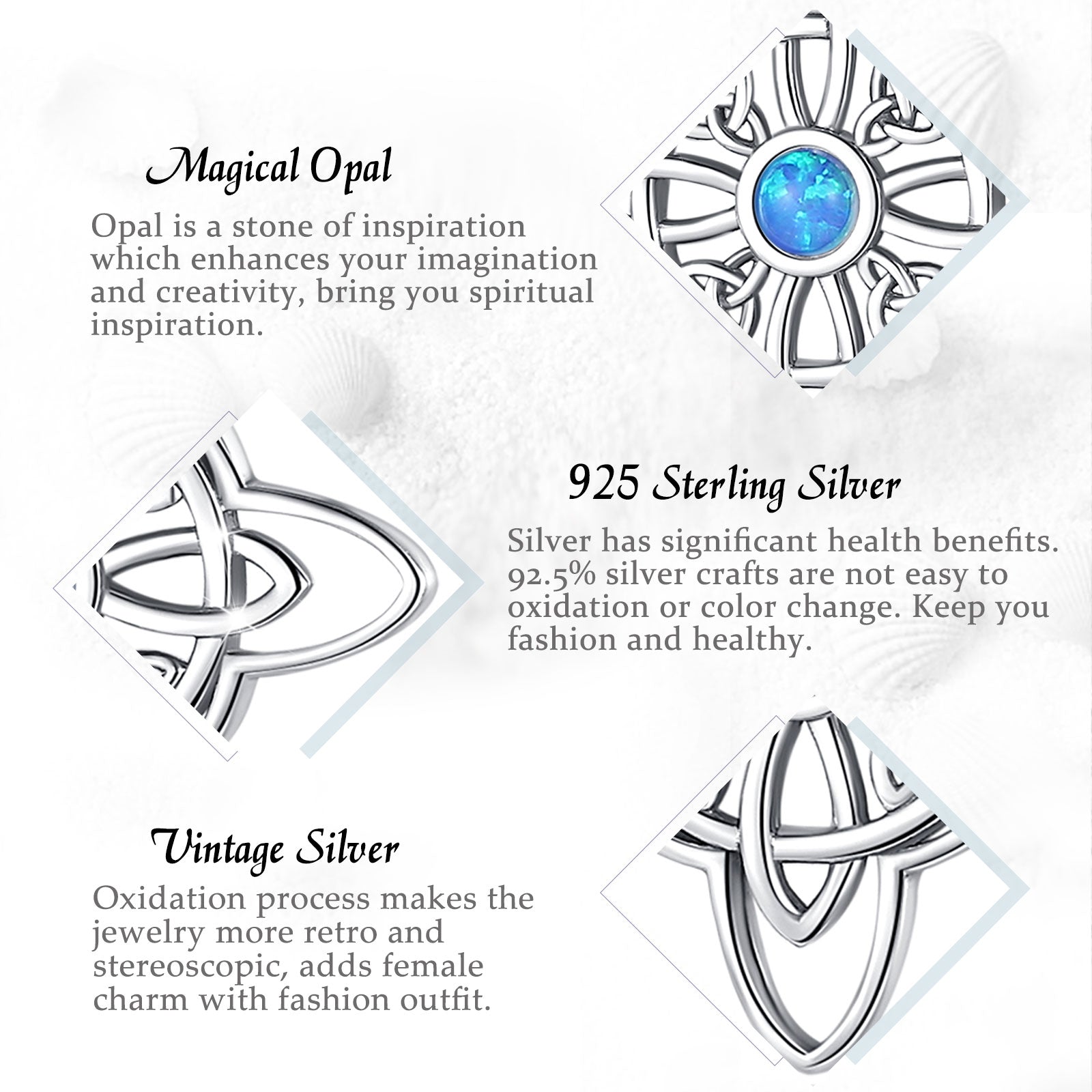 Witchcraft Celtic Knot Necklace Opal Wicca Amulet Necklace-MoonChildWorld