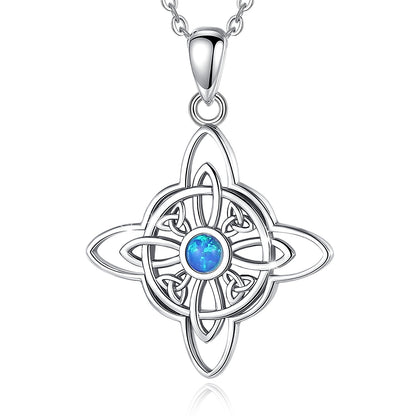 Witchcraft Celtic Knot Necklace Opal Wicca Amulet Necklace-MoonChildWorld