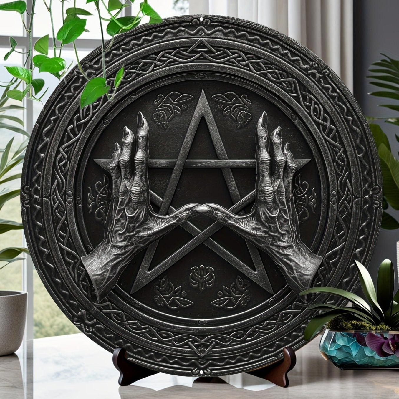 Witchcraft Celtic Pentacle Moon Metal Sign for Wicca Pagan Home Decor-MoonChildWorld
