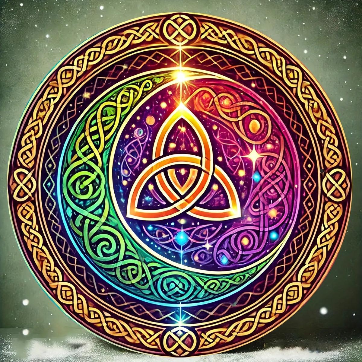 Witchcraft Celtic Pentacle Moon Metal Sign for Wicca Pagan Home Decor-MoonChildWorld