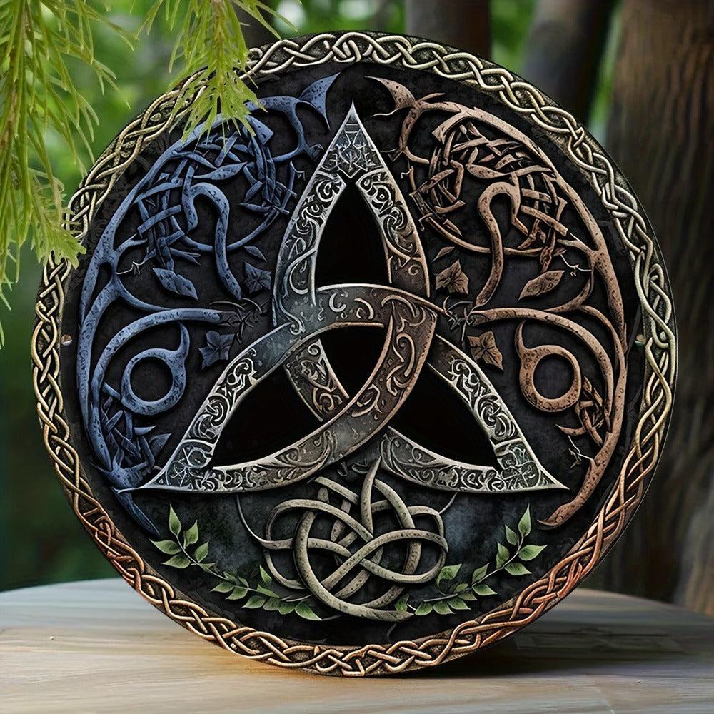 Witchcraft Celtic Pentacle Moon Metal Sign for Wicca Pagan Home Decor-MoonChildWorld