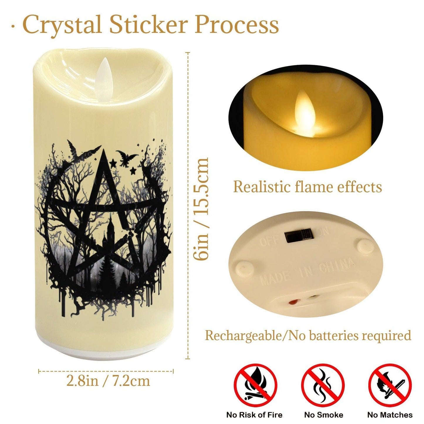 Witchcraft Gothic Pentacle Flameless LED Candle-MoonChildWorld