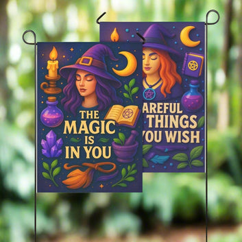 Witchcraft Halloween Garden Flag and House Flag for Witches, Wiccan Homes
