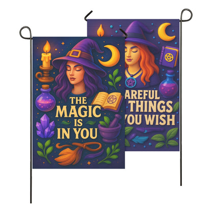Witchcraft Halloween Garden Flag and House Flag for Witches, Wiccan Homes-MoonChildWorld