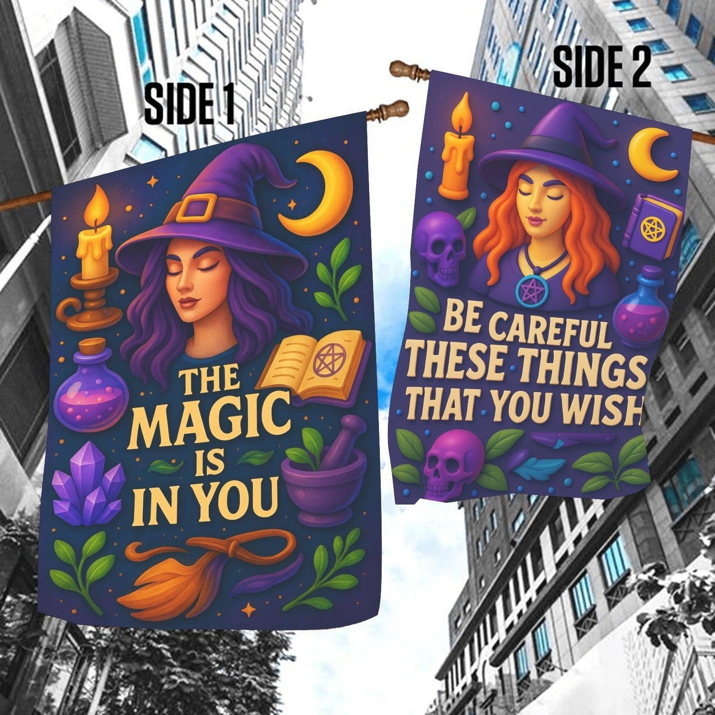 Witchcraft Halloween Garden Flag and House Flag for Witches, Wiccan Homes-MoonChildWorld