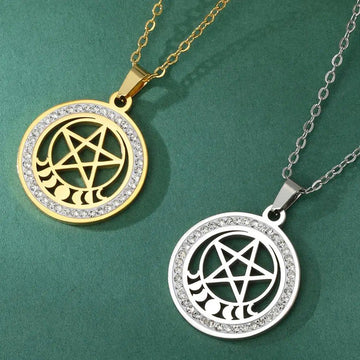 Witchcraft Moon phases Pentacle Necklace Wicca Jewelry-MoonChildWorld