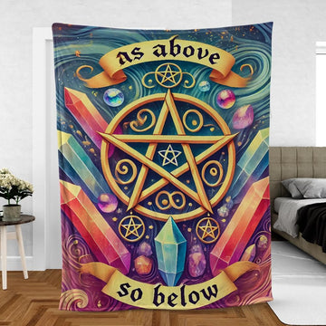 Witchcraft Pentacle Blanket – Enchanted Wiccan Throw with Celestial & Occult Symbols-MoonChildWorld