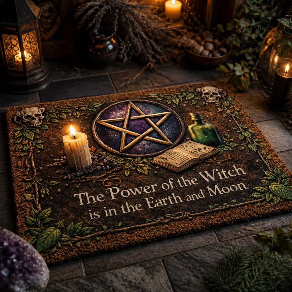 Witchcraft Pentacle Doormat – Pagan Wicca Welcome Mat for Occult Witch Home Decor_mockup_2.webp