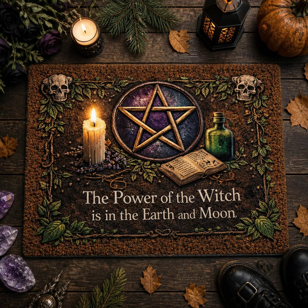 Witchcraft Pentacle Doormat – Pagan Wicca Welcome Mat for Occult Witch Home Decor_mockup_3.webp