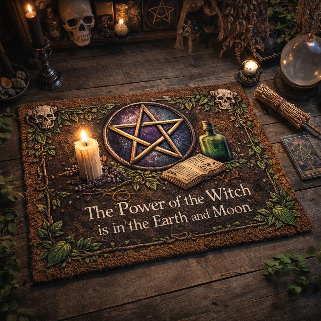 Witchcraft Pentacle Doormat – Pagan Wicca Welcome Mat for Occult Witch Home Decor-MoonChildWorld