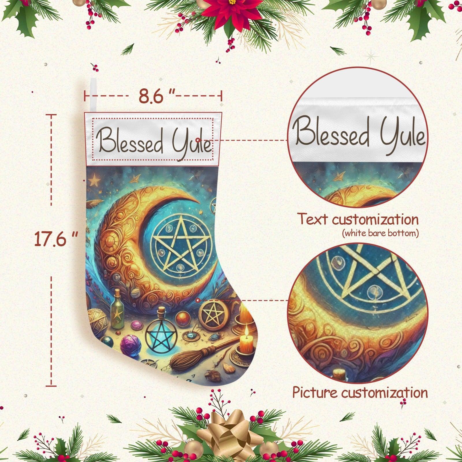 Witchcraft Pentacle Moon Wicca Christmas Stocking for Yule Decorations-MoonChildWorld