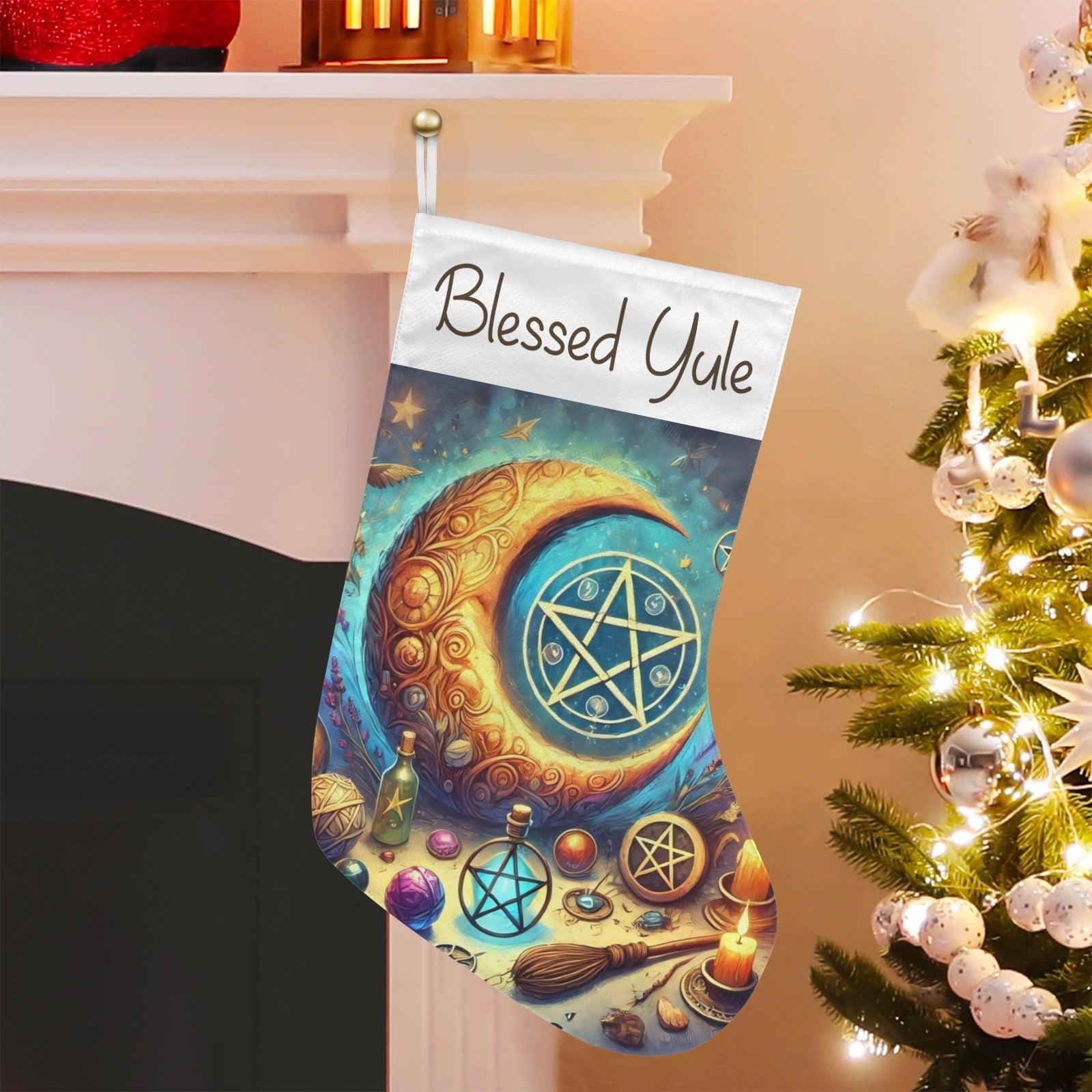 Witchcraft Pentacle Moon Wicca Christmas Stocking for Yule Decorations-MoonChildWorld